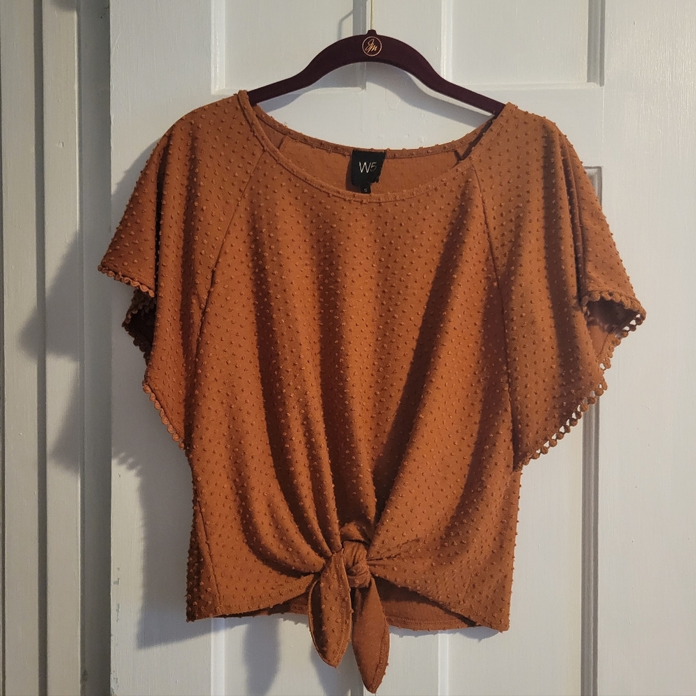 W5 Tie Front Orange Top